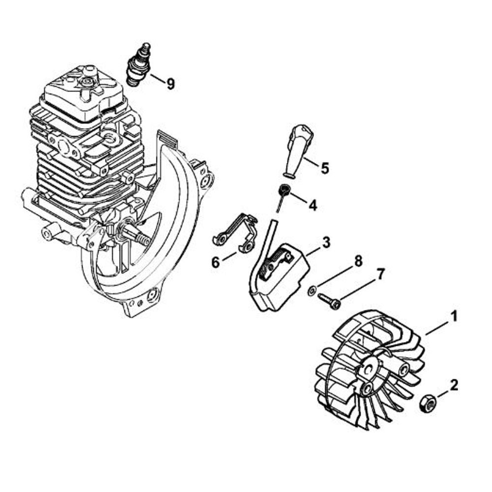 Sơ đồ Hệ thống đánh lửa cho Stihl KM91R 2 km91r ignition system