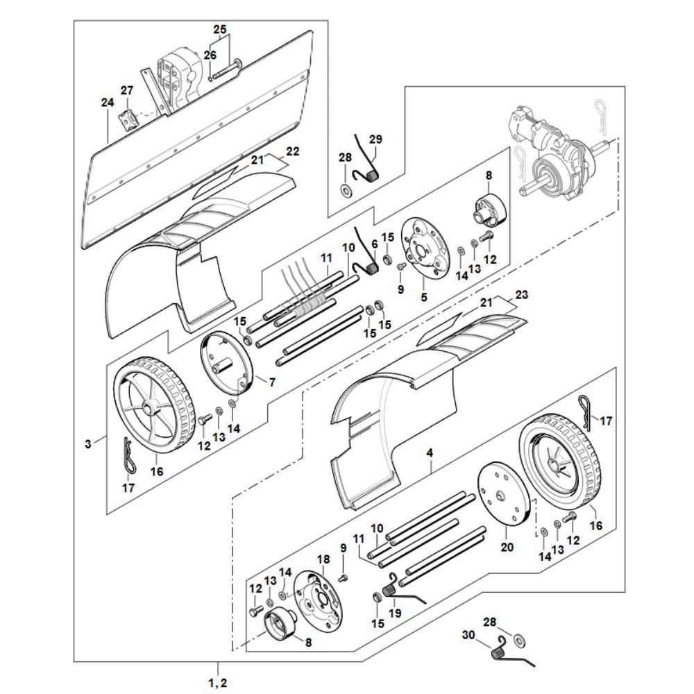 Sơ đồ Hội Dethatcher cho Stihl 2 mf mm detthatcher assy
