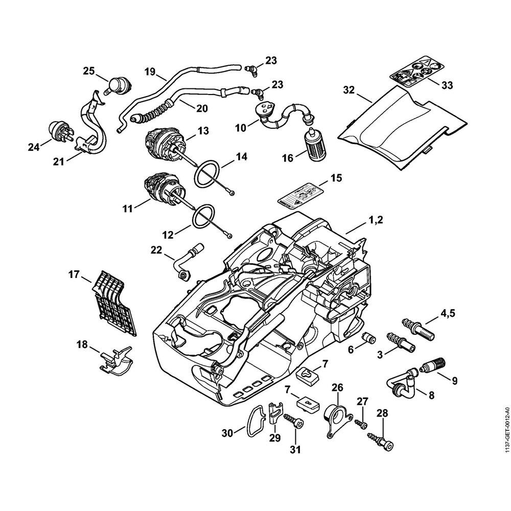 Sơ đồ Vỏ động cơ cho Stihl MS193T