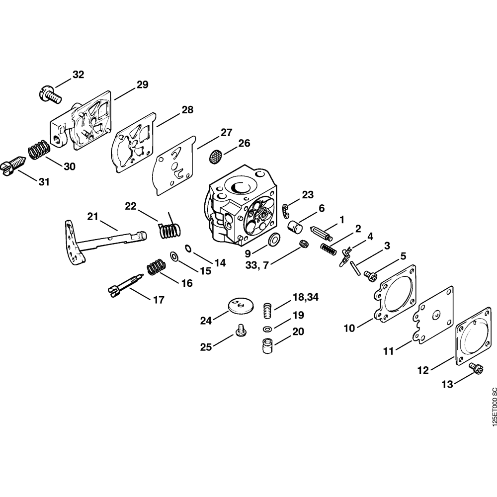 Sơ đồ Bộ chế hòa khí cho Stihl 009