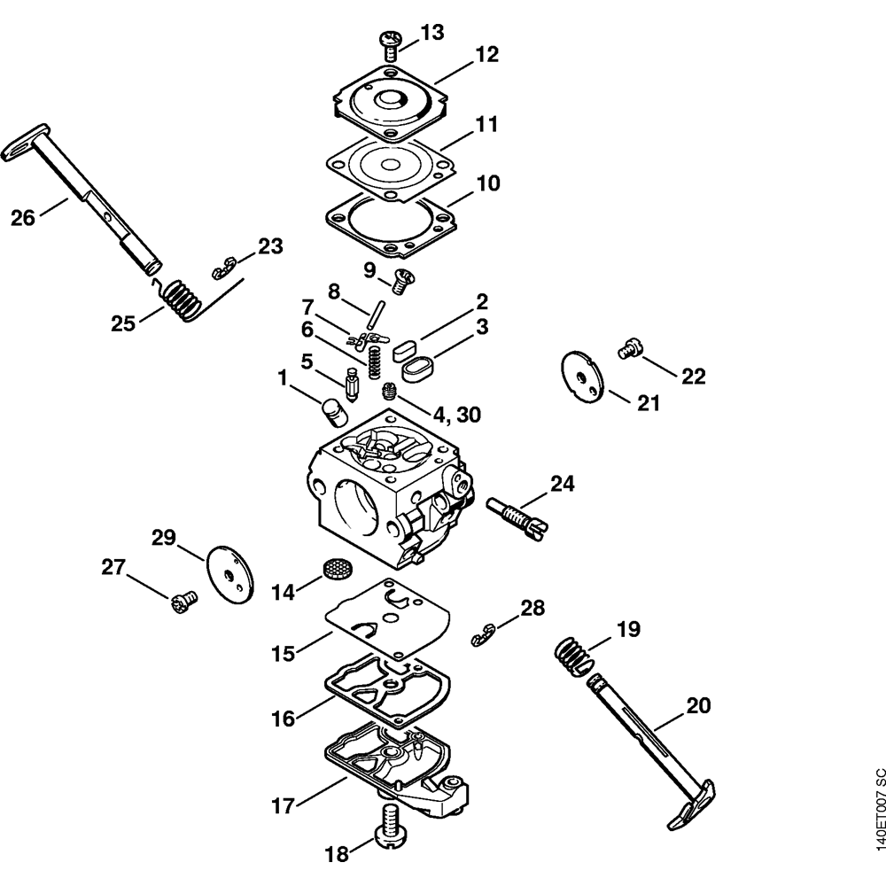 Sơ đồ Bộ chế hòa khí C1Q-S43 cho Stihl 018