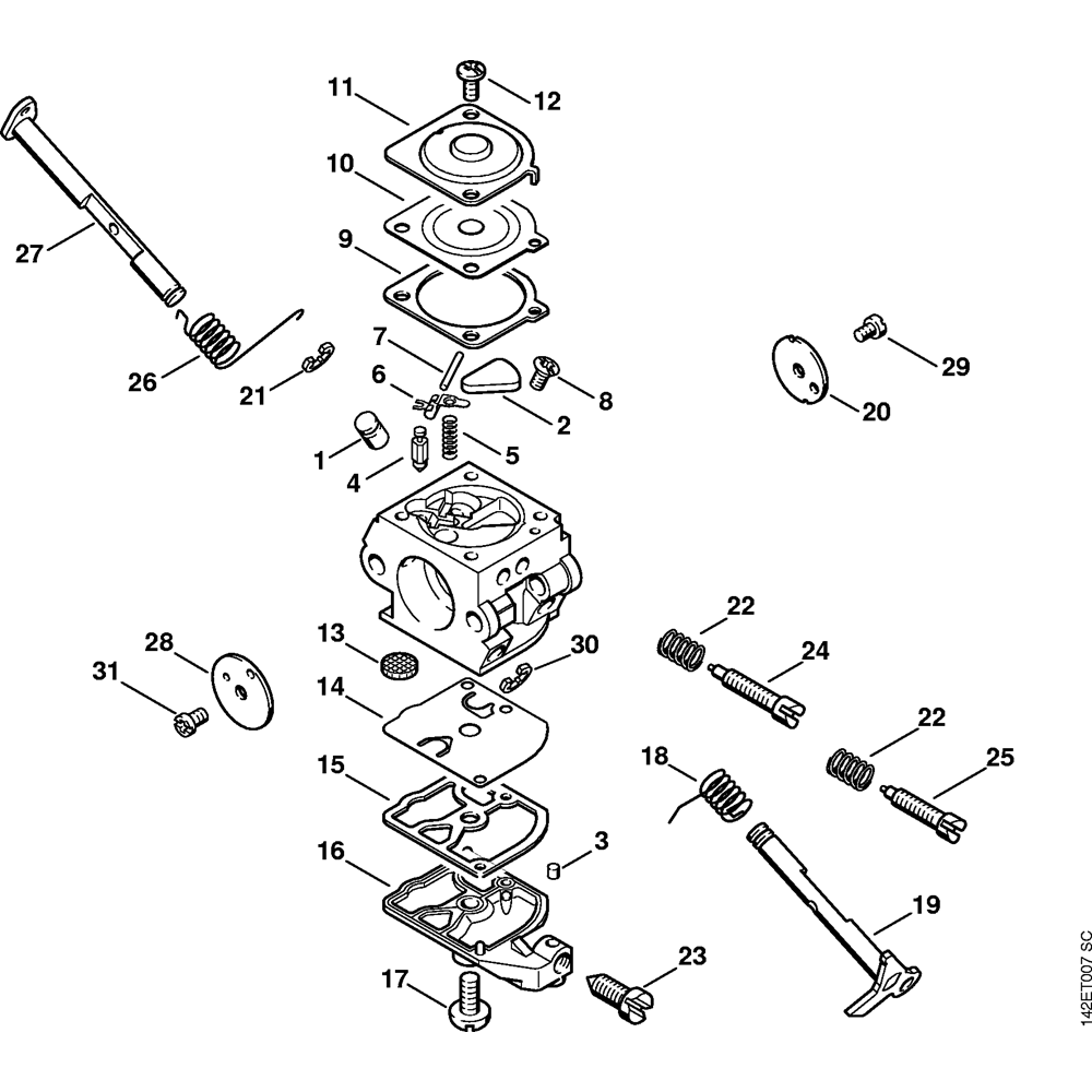 Sơ đồ Bộ chế hòa khí C1Q-S16 cho Stihl 020T