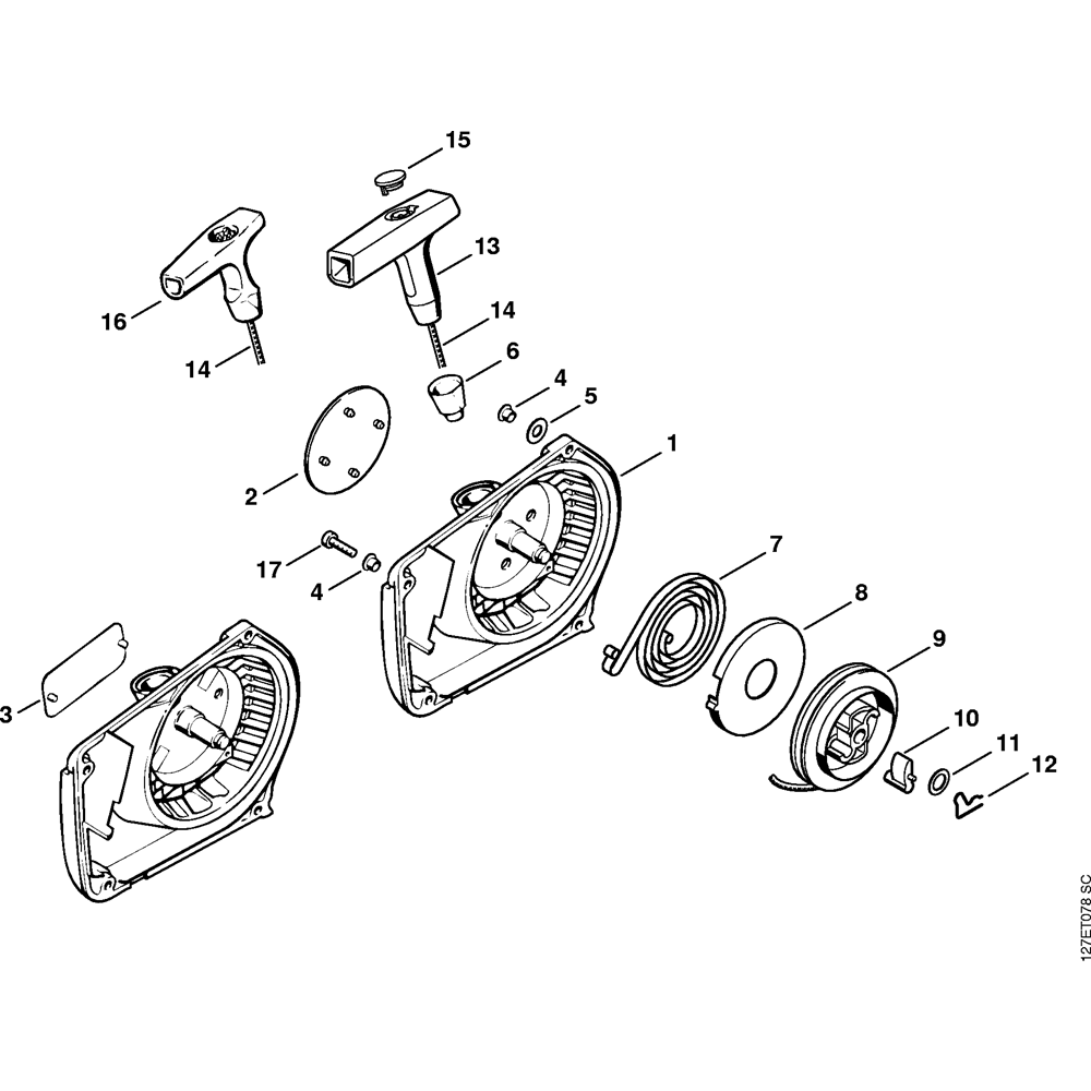Sơ đồ Tua lại khởi động cho Stihl 024
