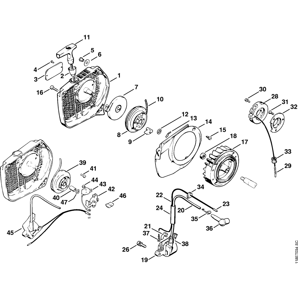 ms028 rewind starter pawl ignition system electronic