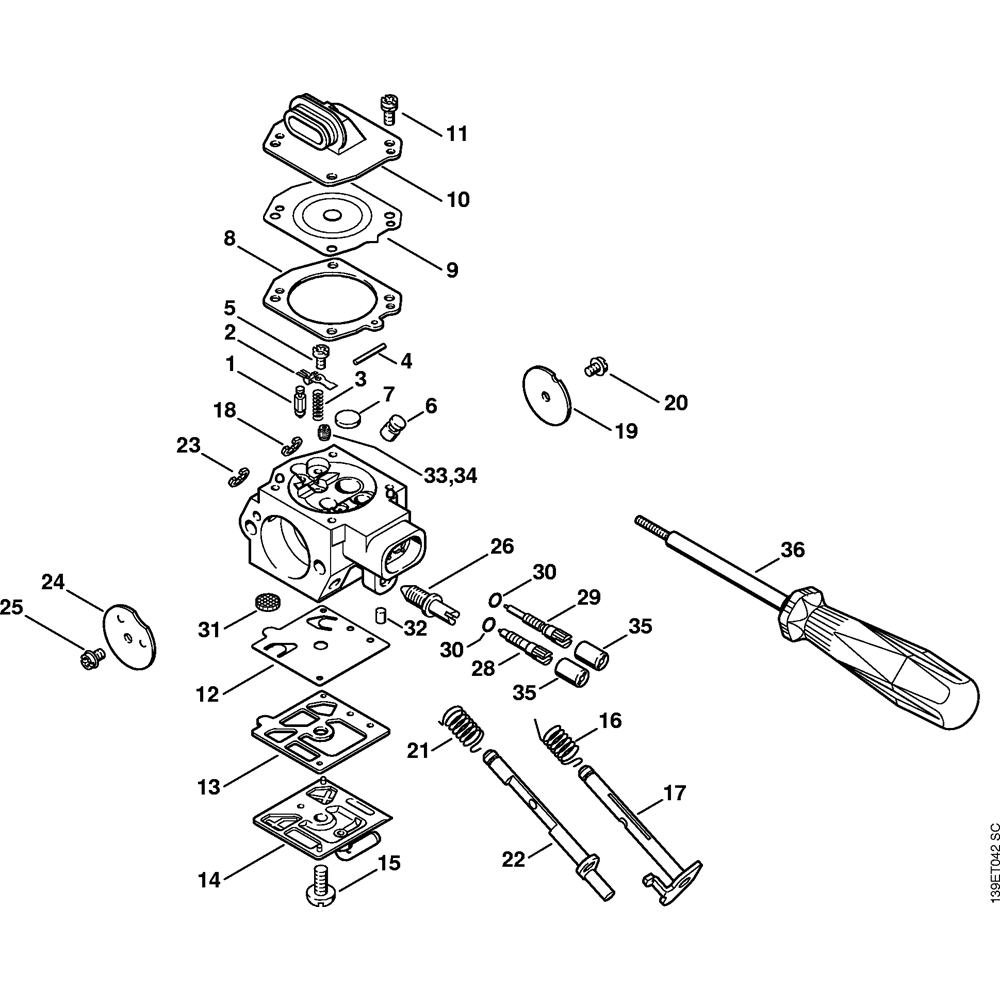 Sơ đồ Bộ chế hòa khí cho máy cưa xích Stihl