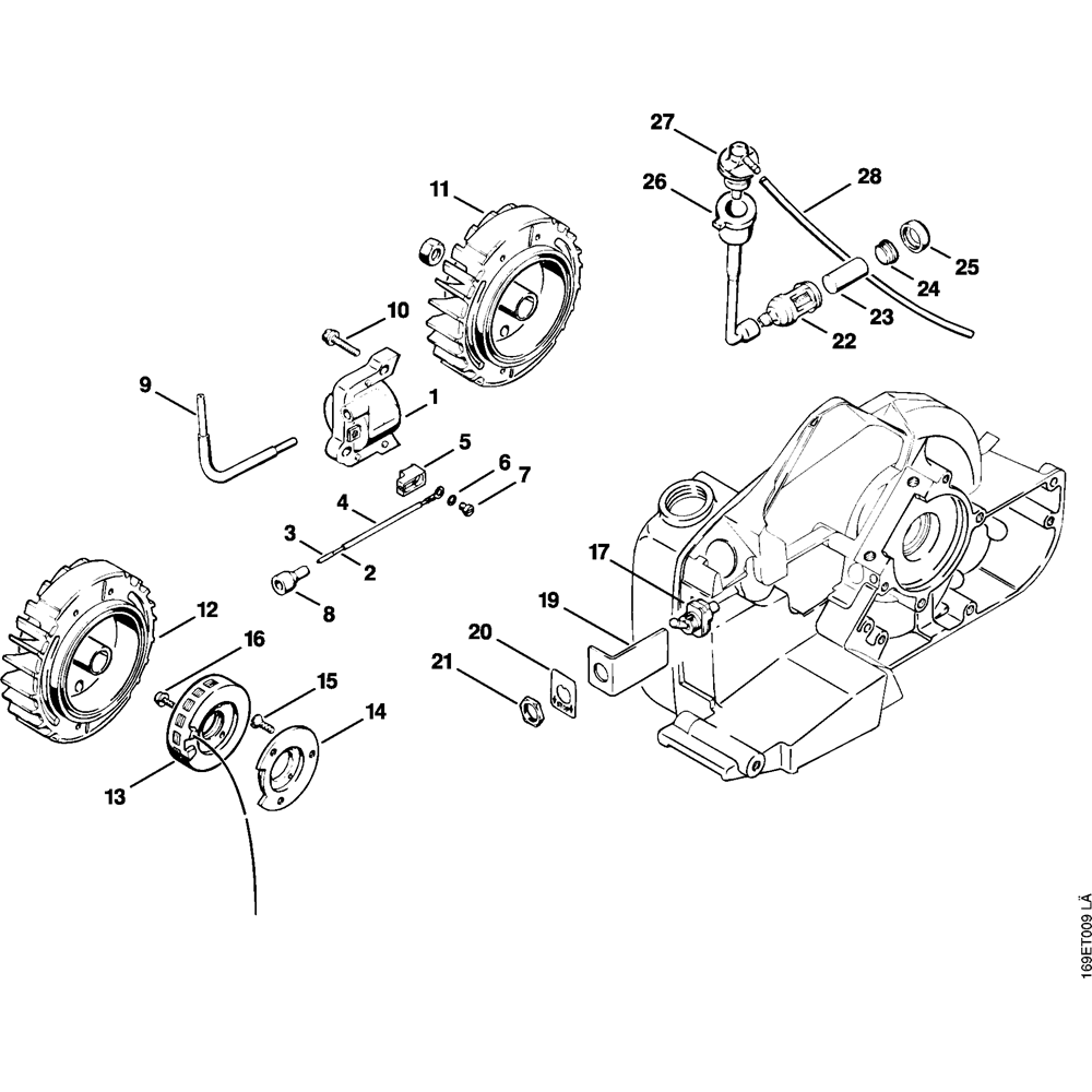 Sơ đồ Kích hoạt & Pickup cho Stihl 032 3 ms032 trigger unit pickup body