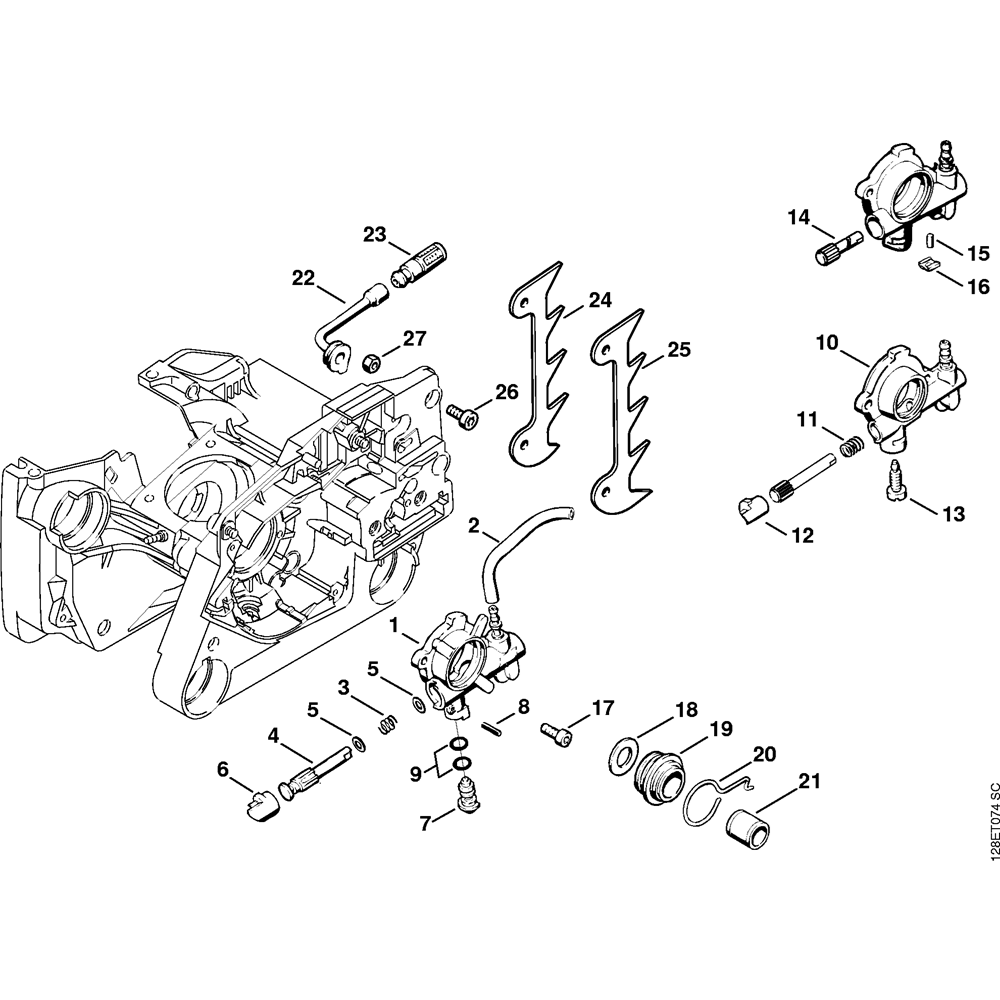 Sơ đồ Lắp ráp bơm dầu cho Stihl 034 2 ms034 oil pump