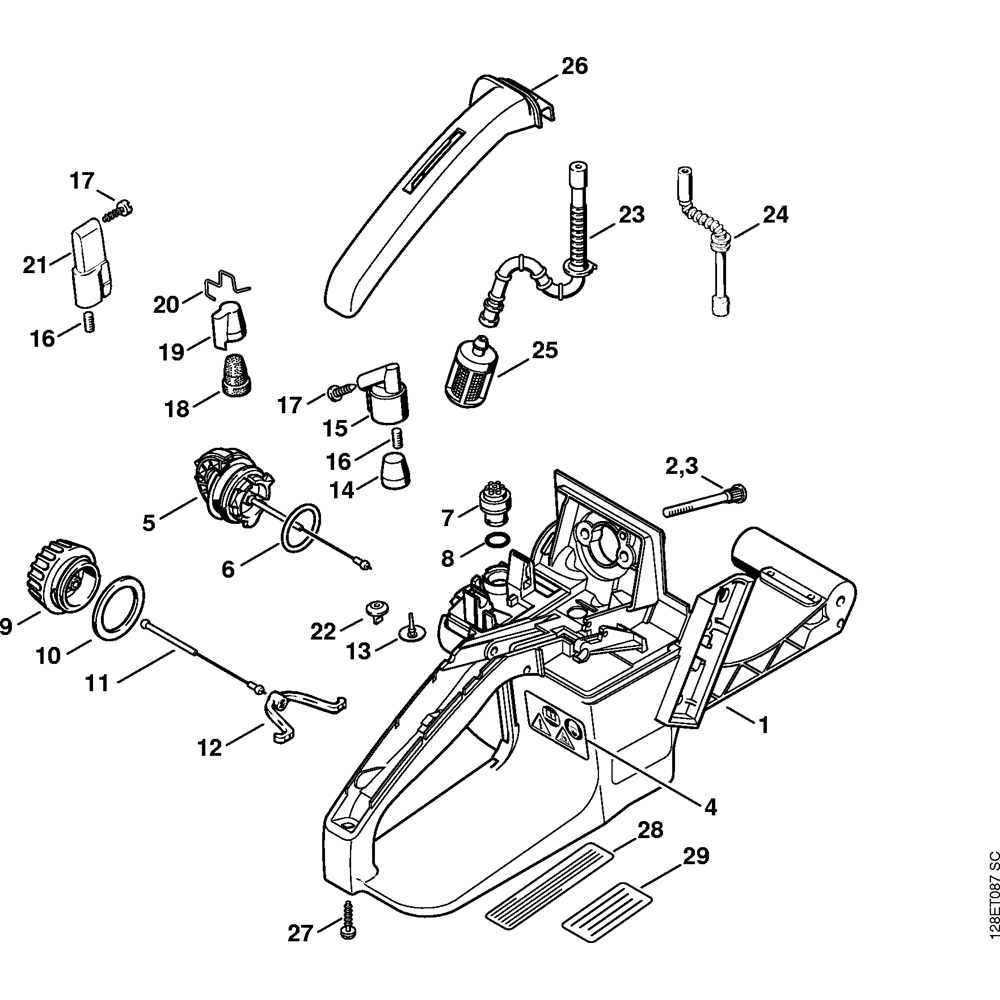 Sơ đồ Vỏ bình cho Stihl 034