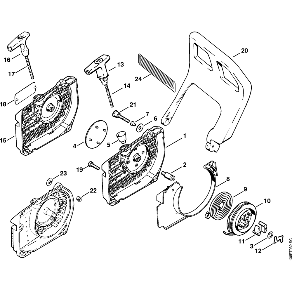 Sơ đồ Tua lại khởi động cho Stihl 036