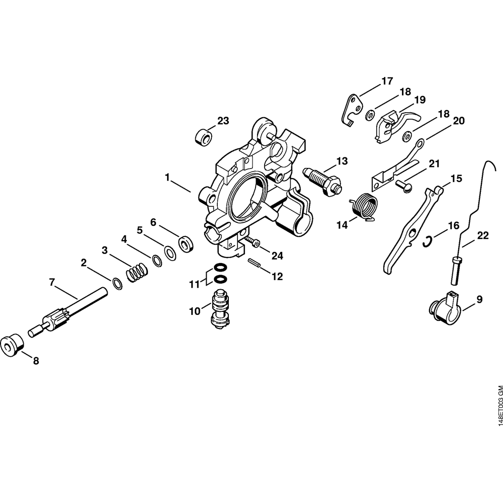 Sơ đồ Bơm Dầu Stihl 036QS 3 ms036qs oil pump 141703419