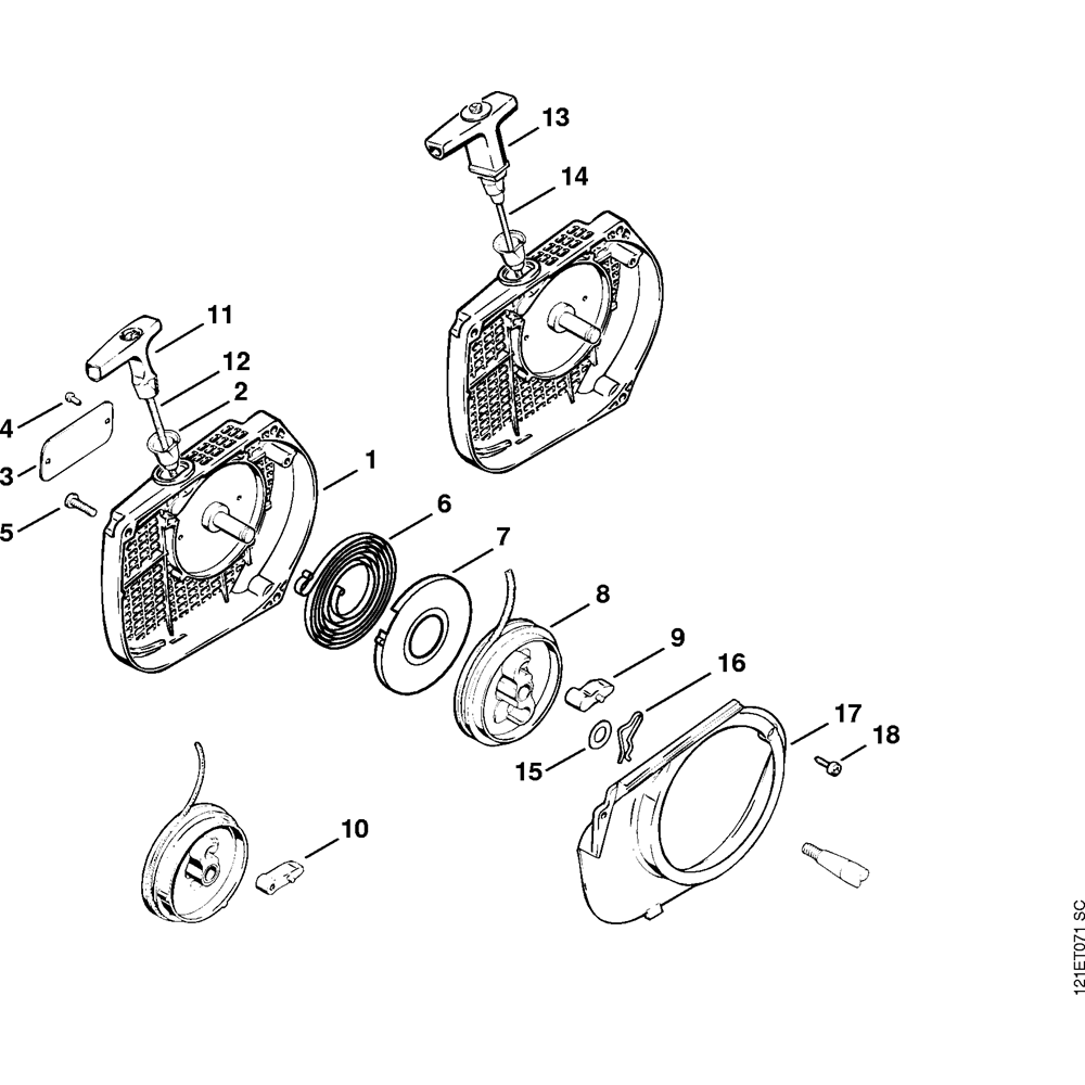 Sơ đồ Tua lại khởi động cho Stihl 038