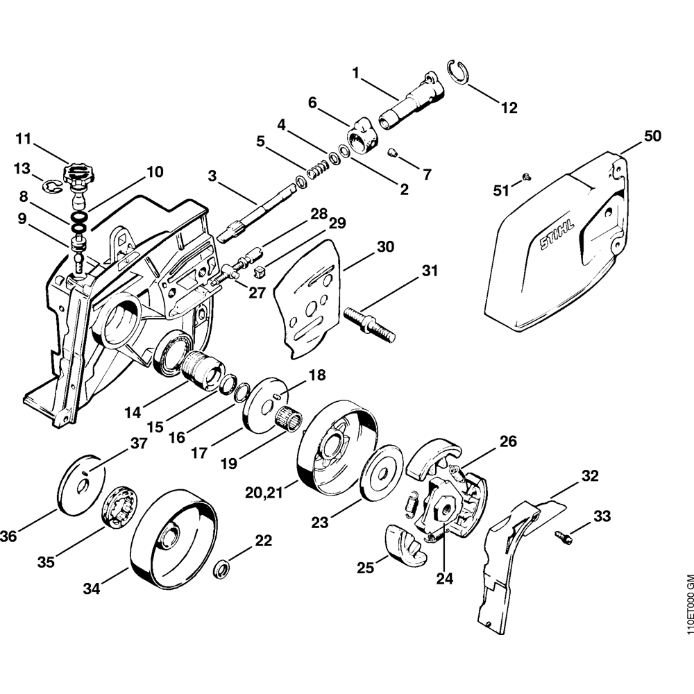 ms041av oil pump clutch chain sprocket cover