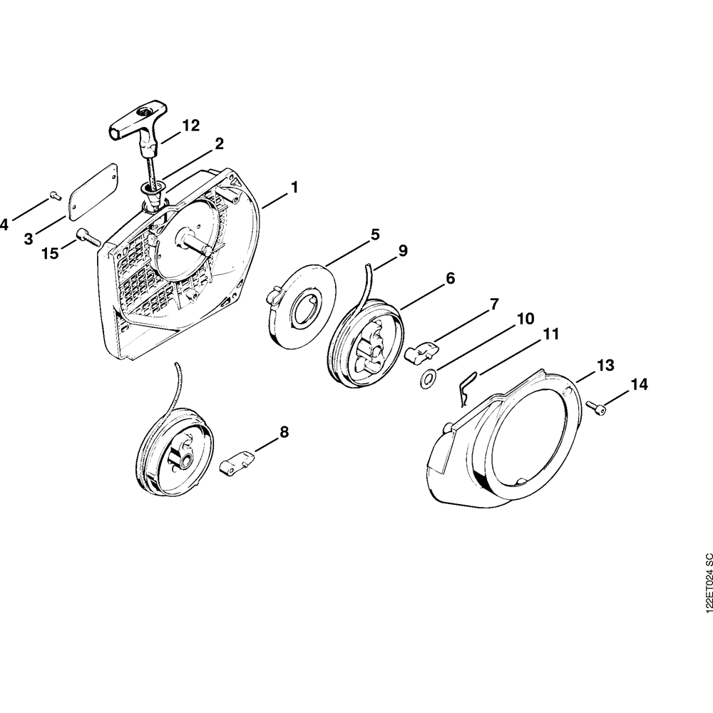 Sơ đồ Tua lại khởi động cho Stihl 048