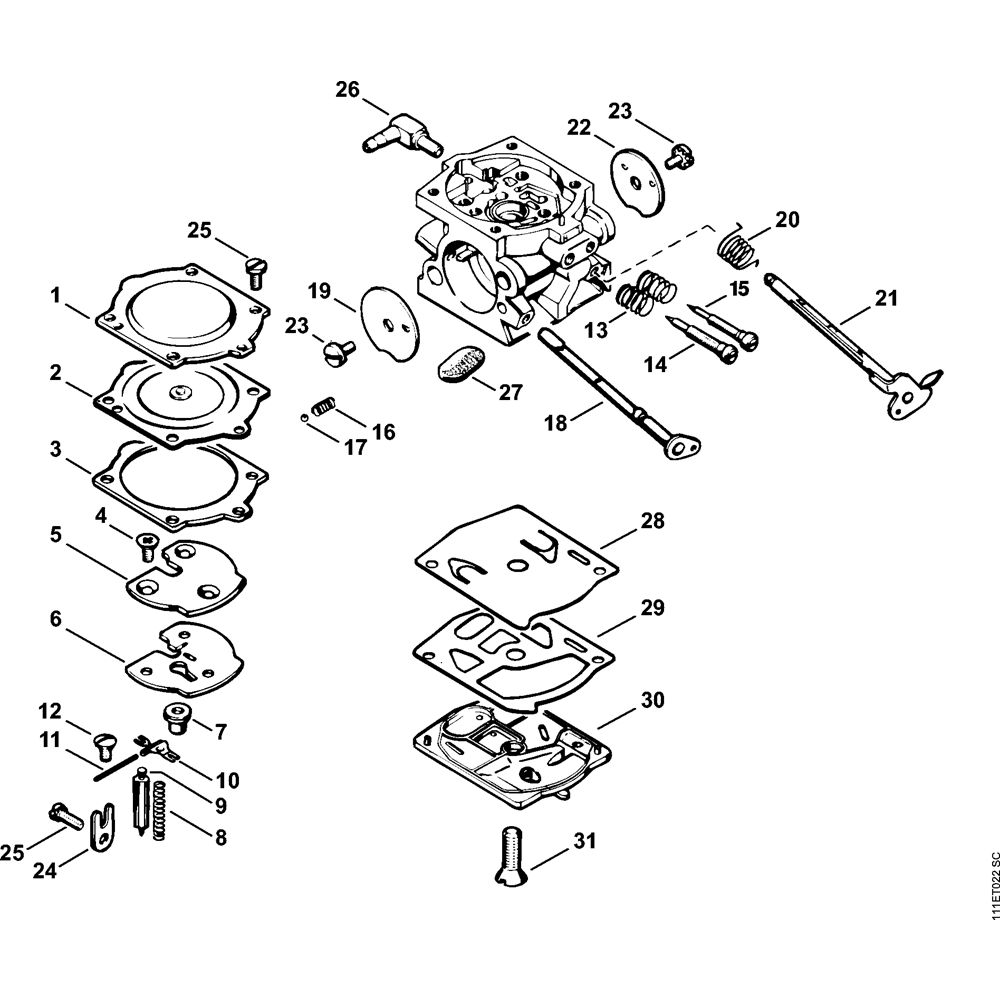 Sơ đồ Bộ chế hòa khí cho Stihl 050 051