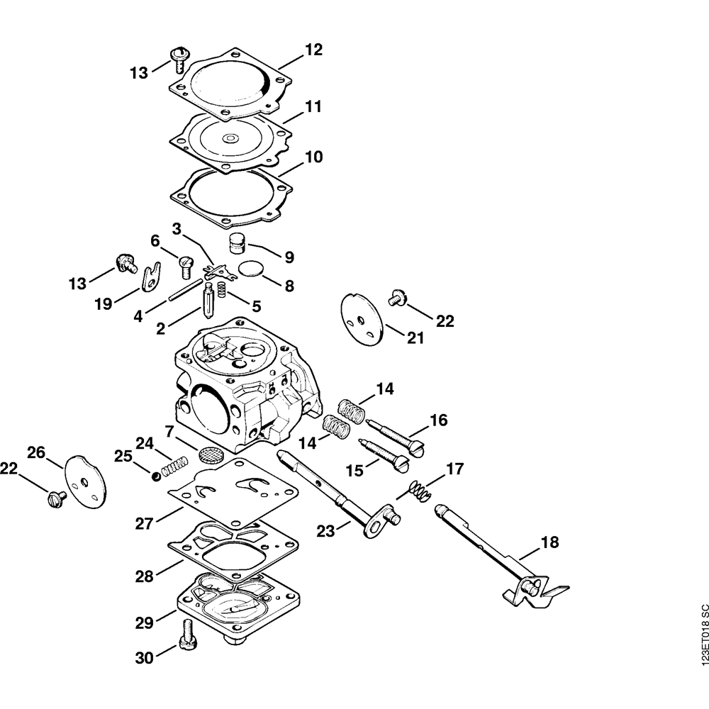 Sơ đồ Bộ chế hòa khí WJ-4 cho Stihl 056 3 ms056 carburetor wj 4