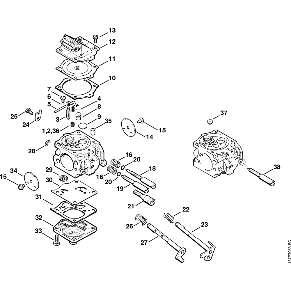 Sơ đồ Bộ chế hòa khí cho Stihl 066