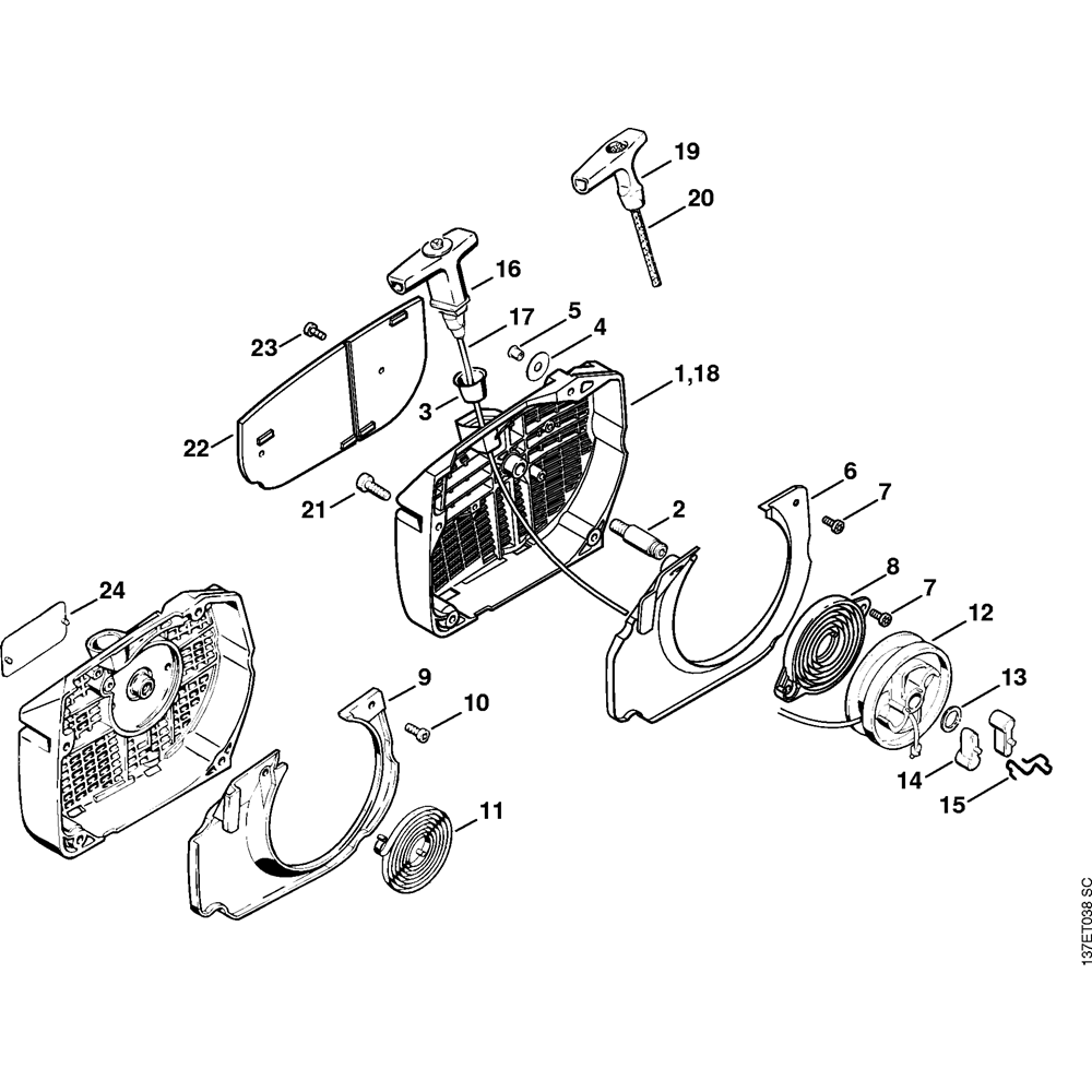 Sơ đồ Tua lại khởi động cho Stihl 066