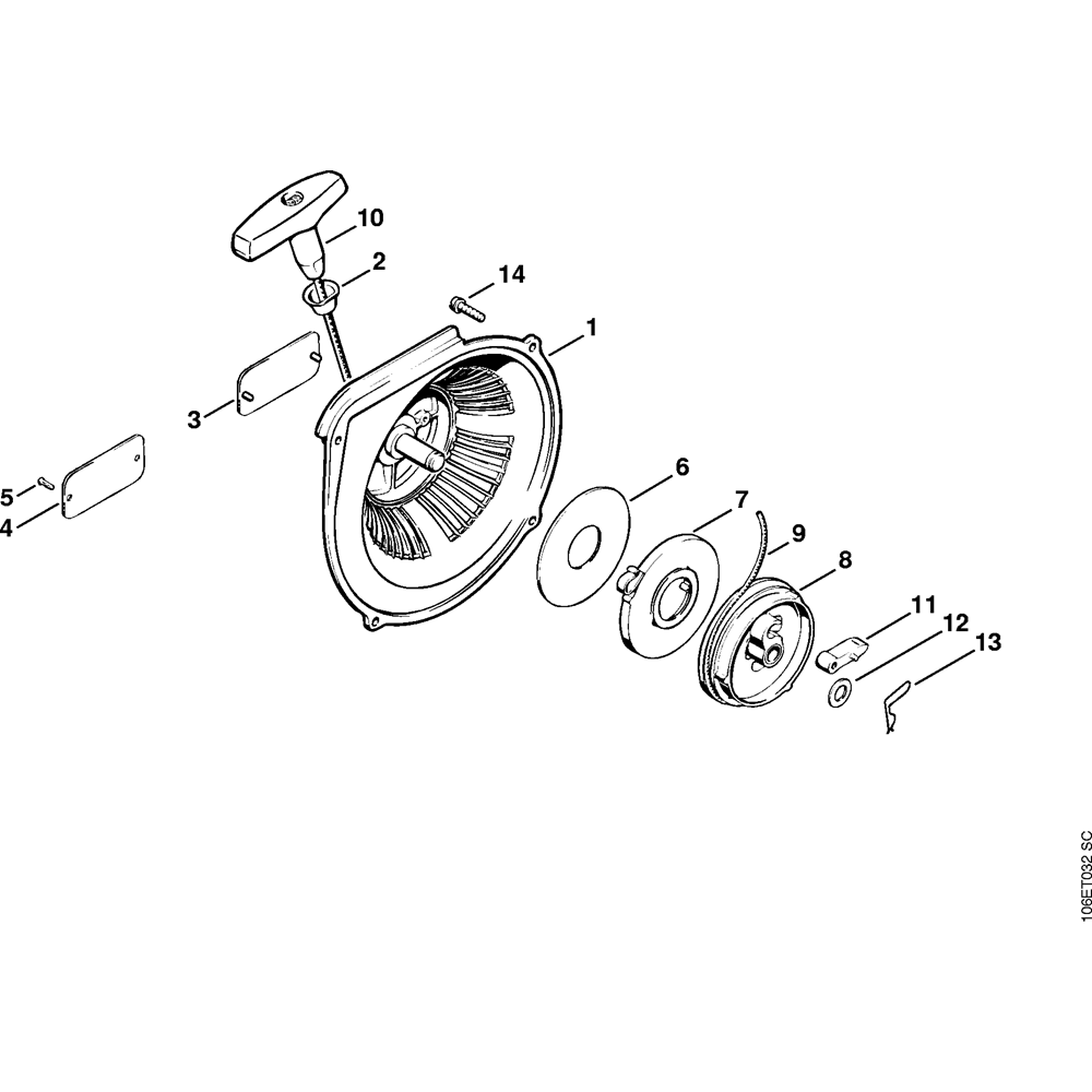 Sơ đồ Tua lại khởi động cho Stihl 070