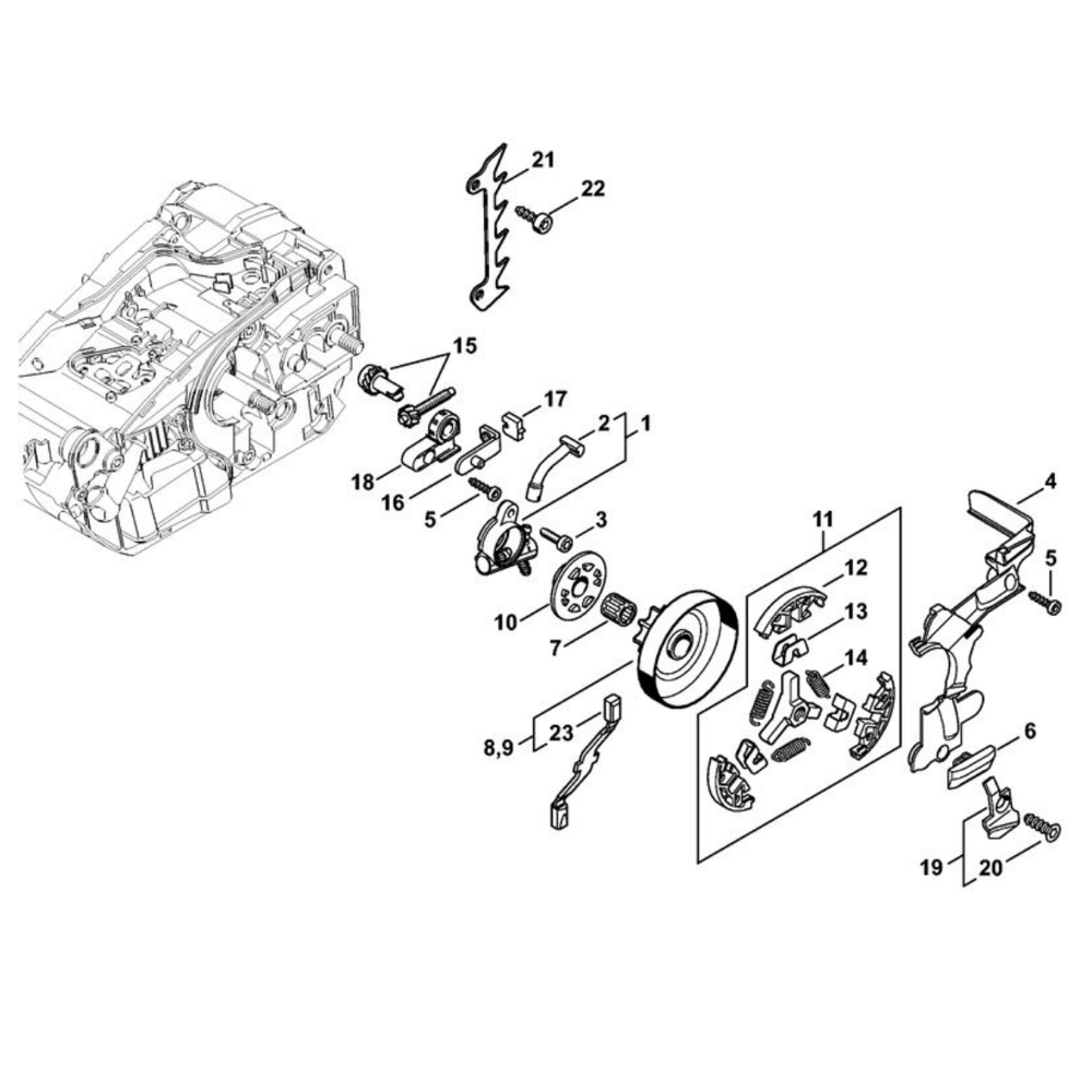 Sơ đồ Bơm Dầu & Ly Hợp Stihl MS 151 3 ms151 3