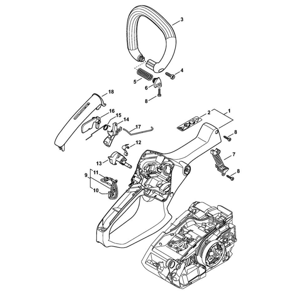 Sơ đồ Vỏ tay cầm cho Stihl MS 151