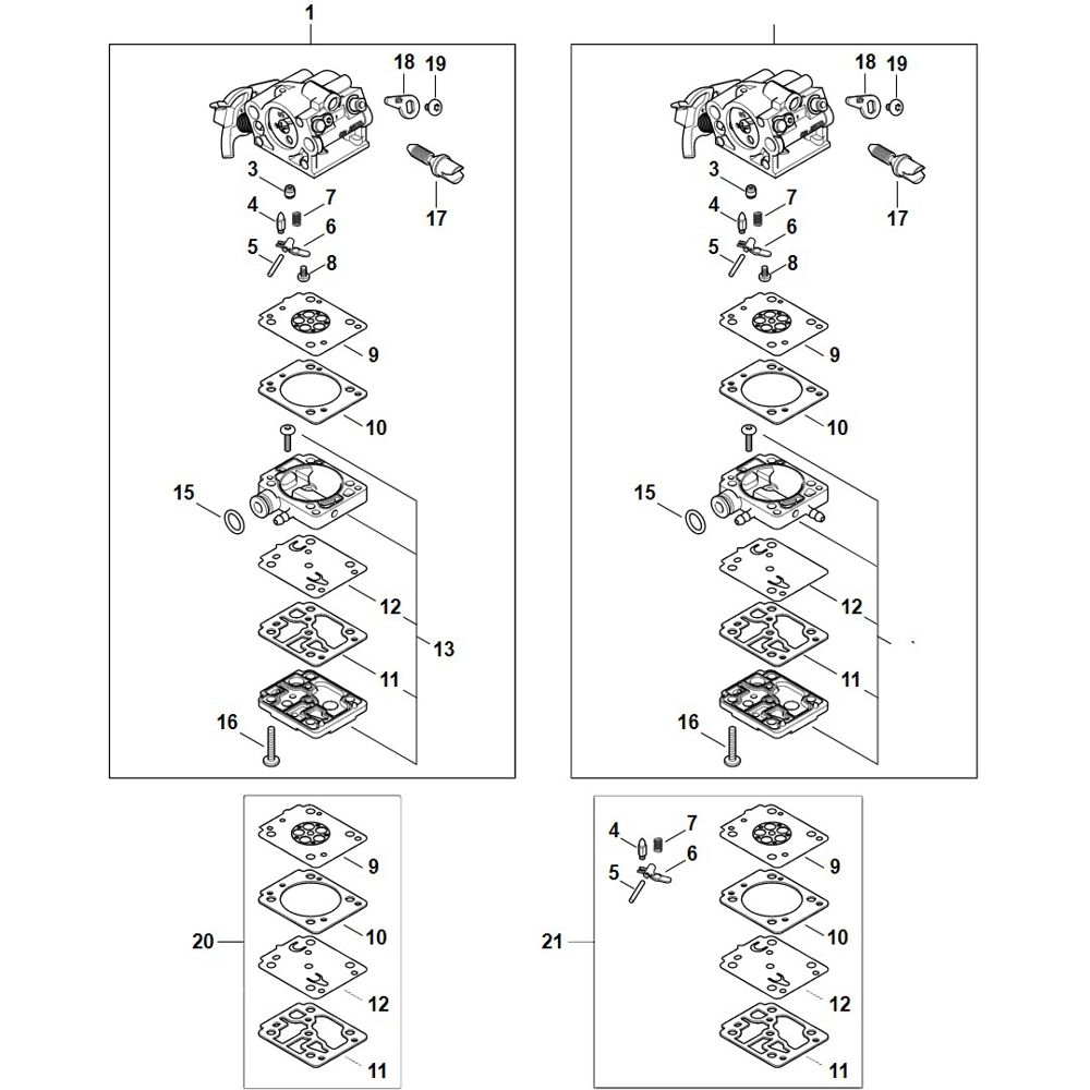 Sơ đồ Bộ chế hòa khí cho Stihl MS 172