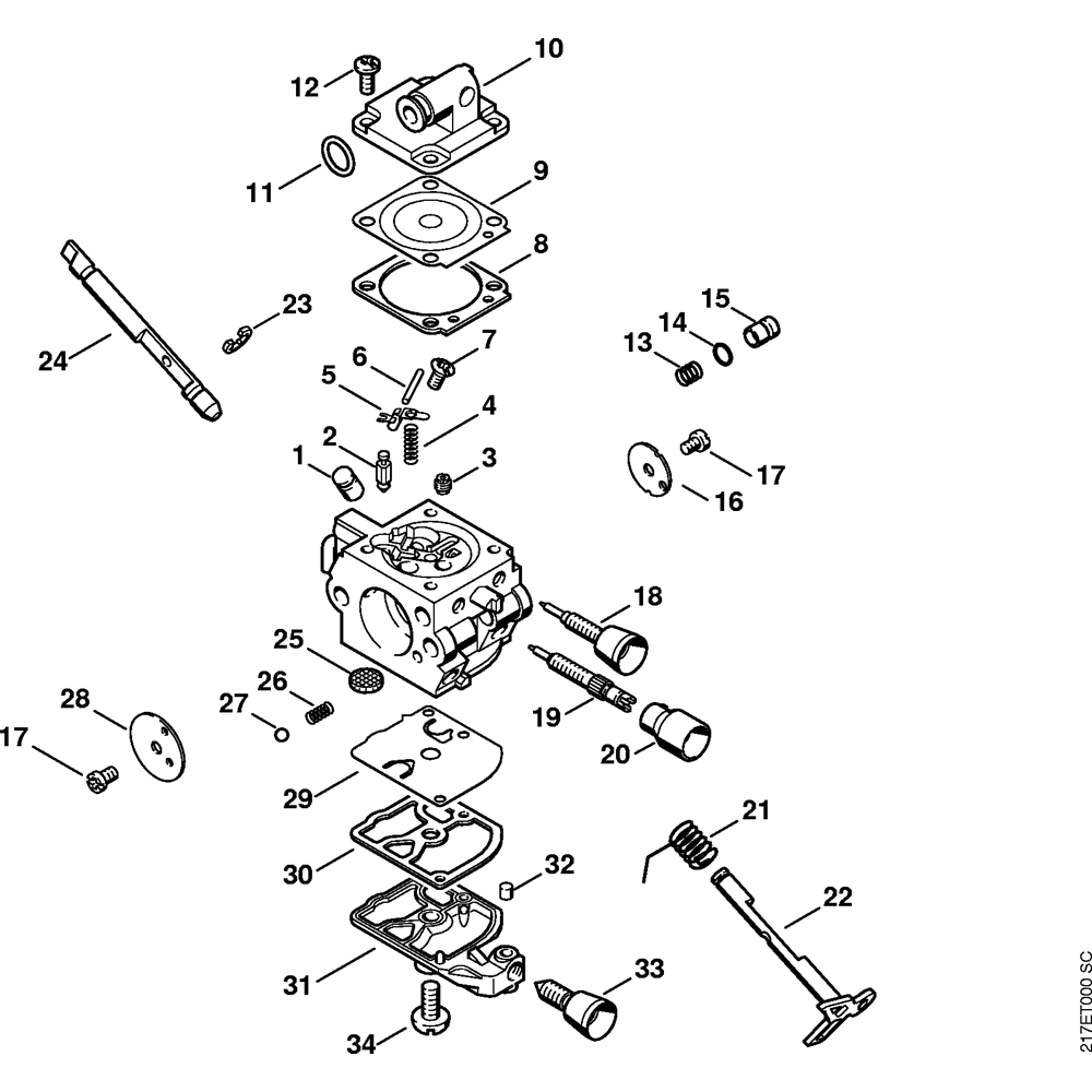 Sơ đồ Bộ chế hòa khí cho Stihl MS192T