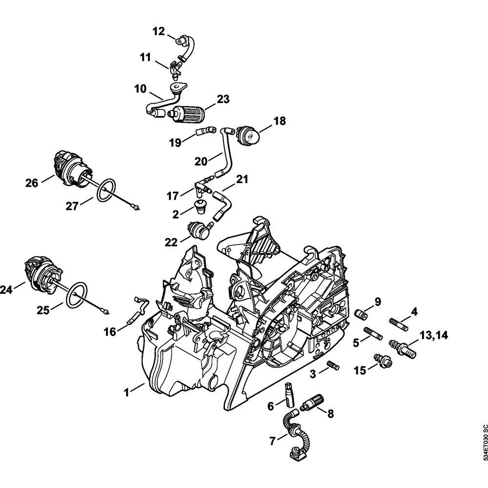 Sơ đồ Vỏ động cơ cho Stihl MS211
