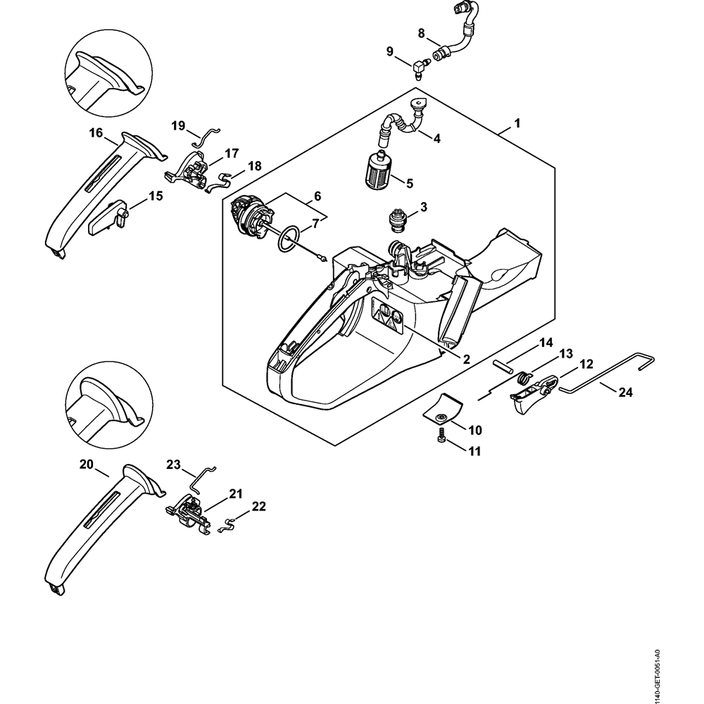 Sơ đồ Bình & Van tiết lưu cho Stihl MS311 2 ms311 007