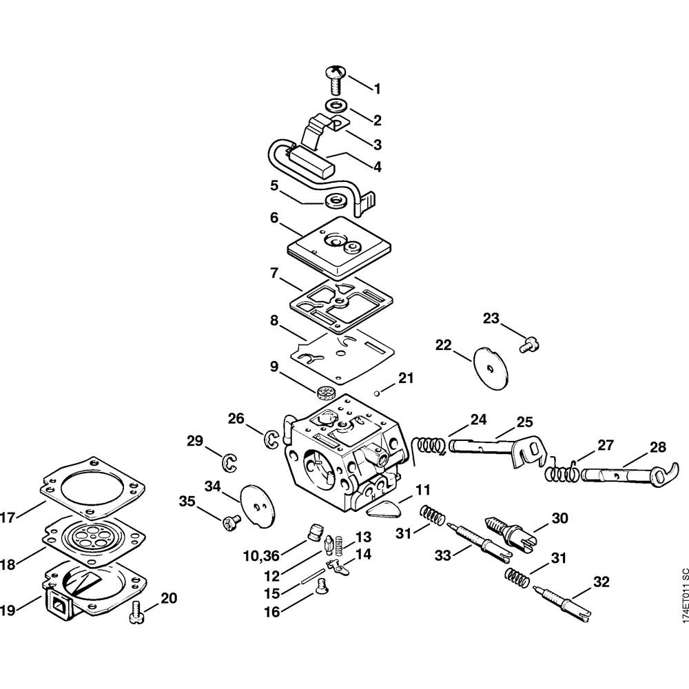 Sơ đồ Bộ chế hòa khí C3A-S27 cho Stihl MS360