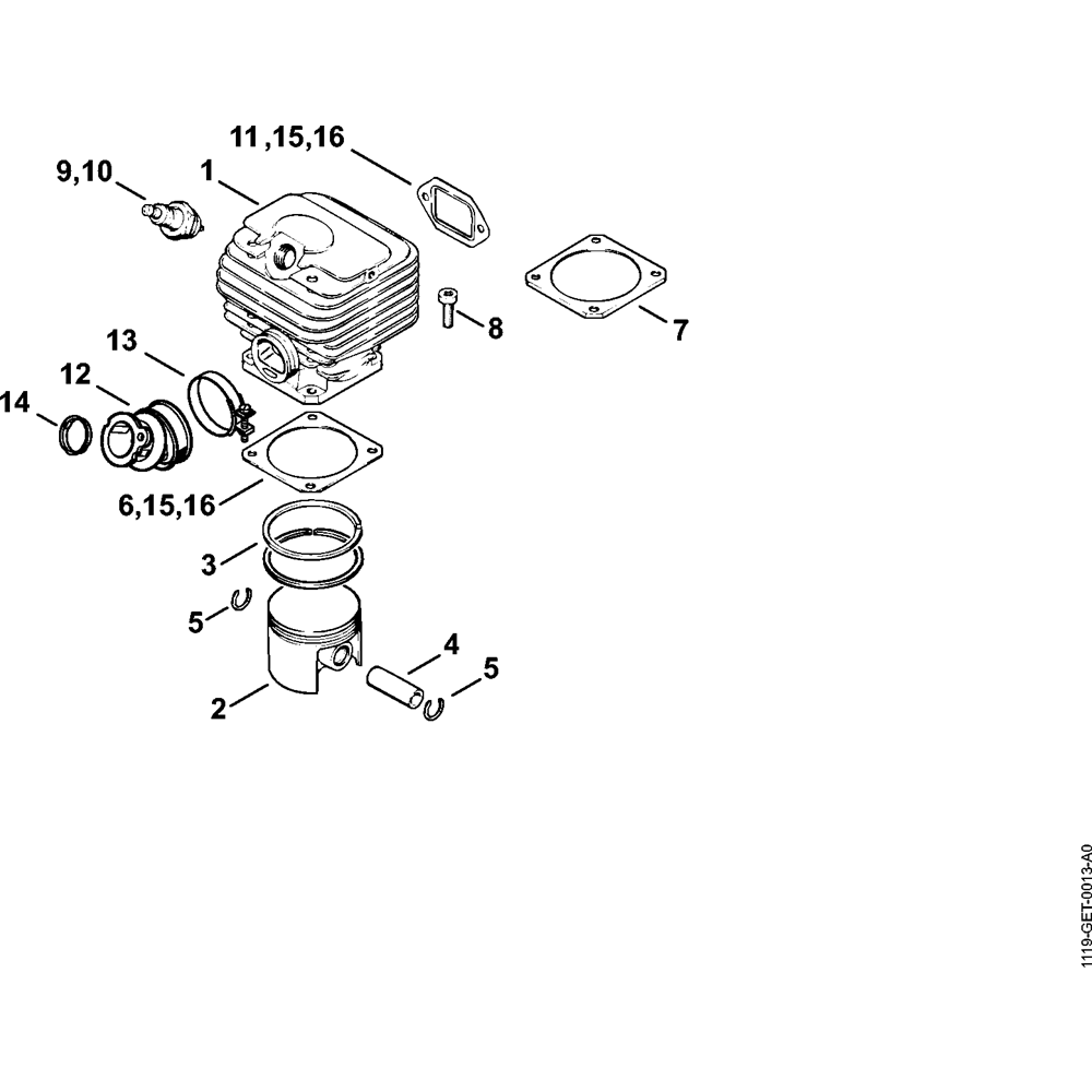 Sơ đồ Lắp ráp xi lanh cho Stihl MS380 2 ms380 002