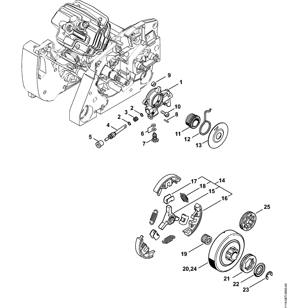 Sơ đồ Bơm dầu & Ly hợp cho MS382 2 ms382 003