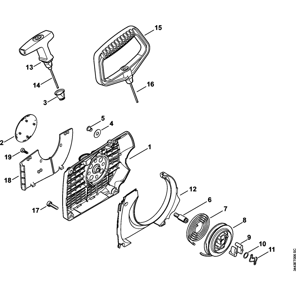 Sơ đồ Tua lại khởi động cho Stihl MS461