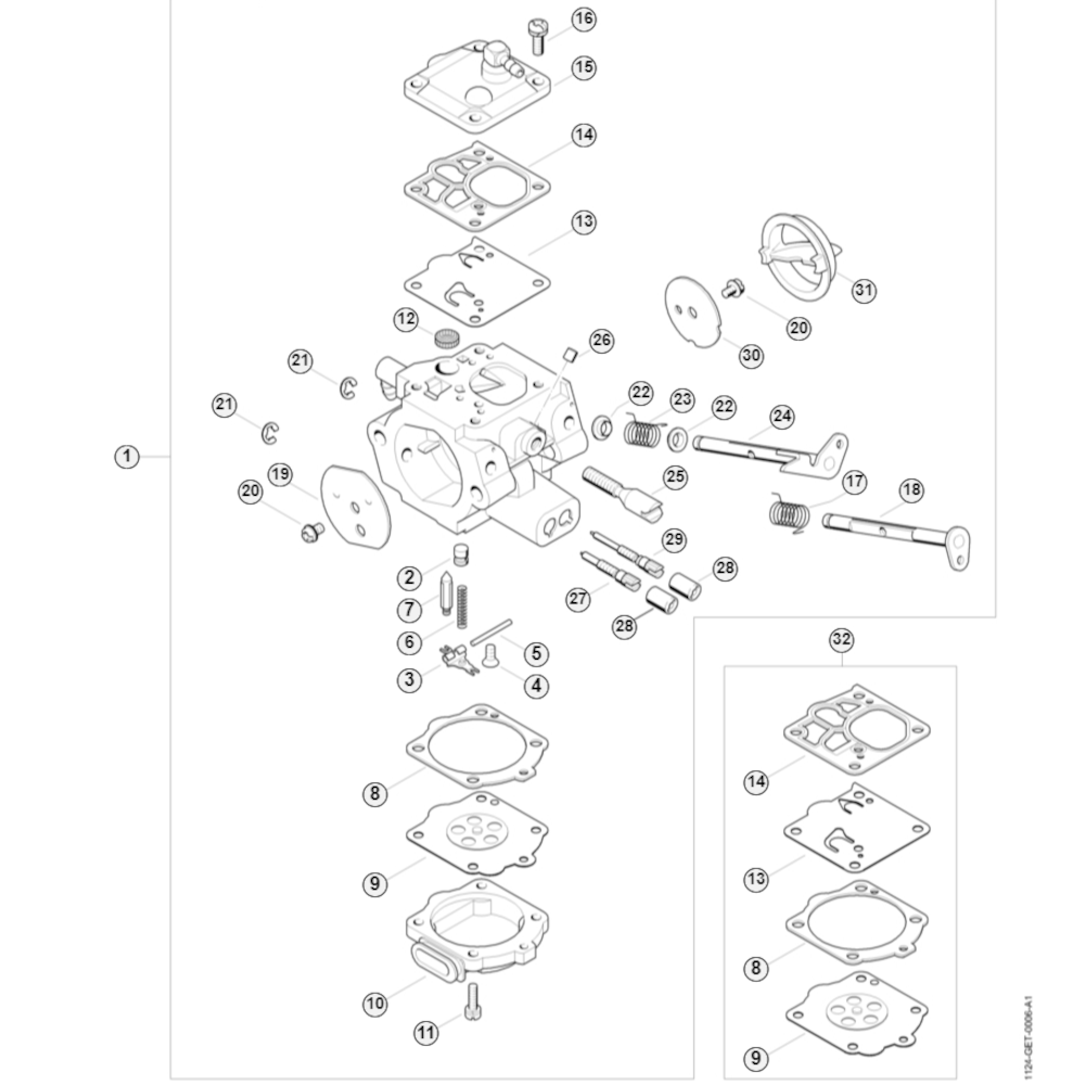 Sơ đồ Bộ chế hòa khí cho Honda HRH536