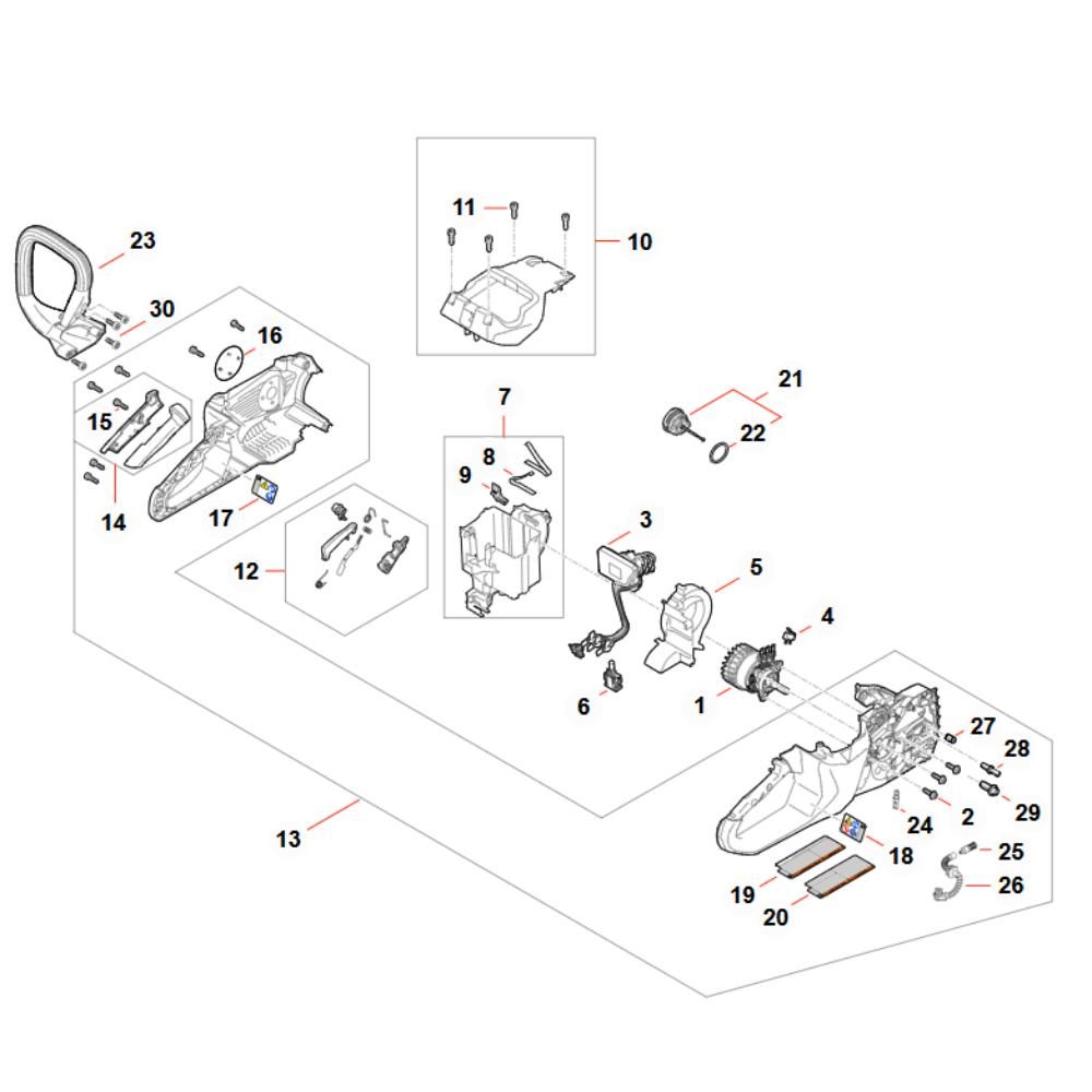 Sơ đồ Động cơ điện cho Stihl MSA80 C 3 msa80c electric motor assy