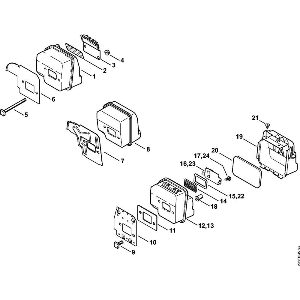 muffler assembly ms180