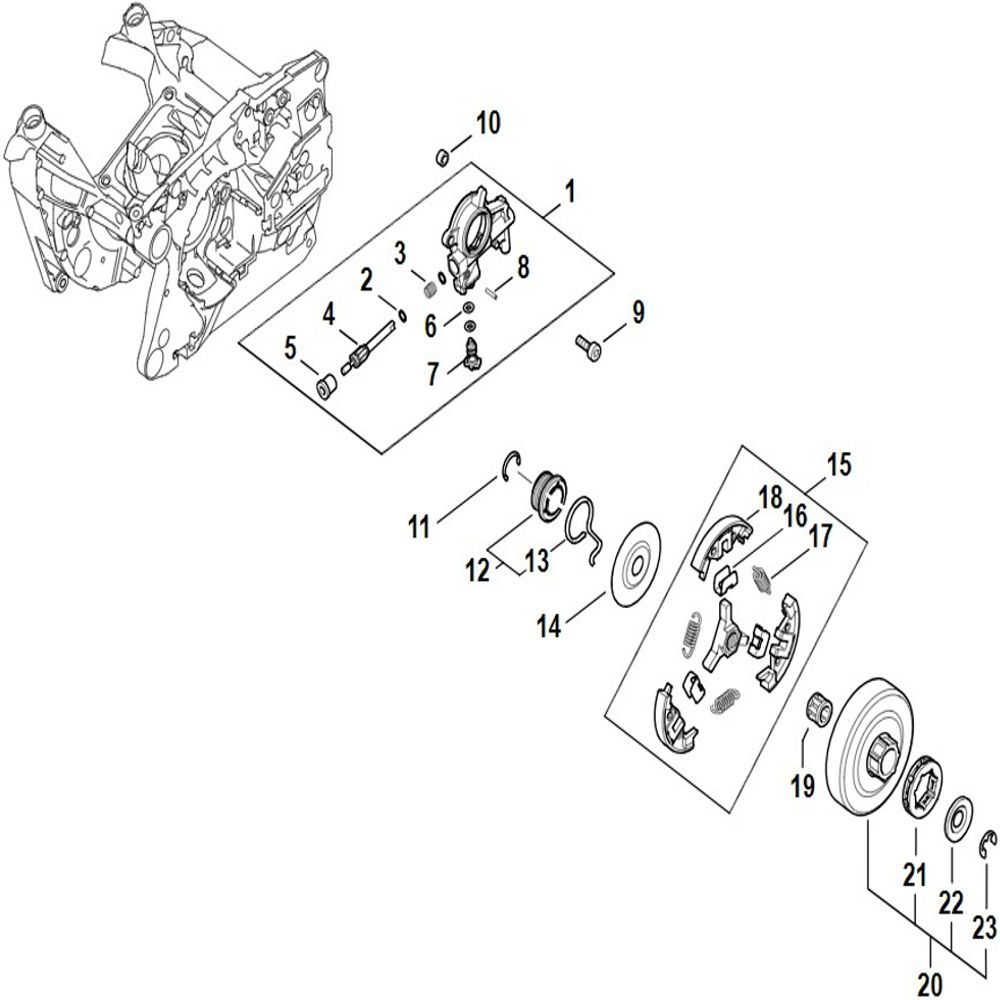 Sơ đồ Bơm dầu Stihl MS 500i 2 oil pump assy