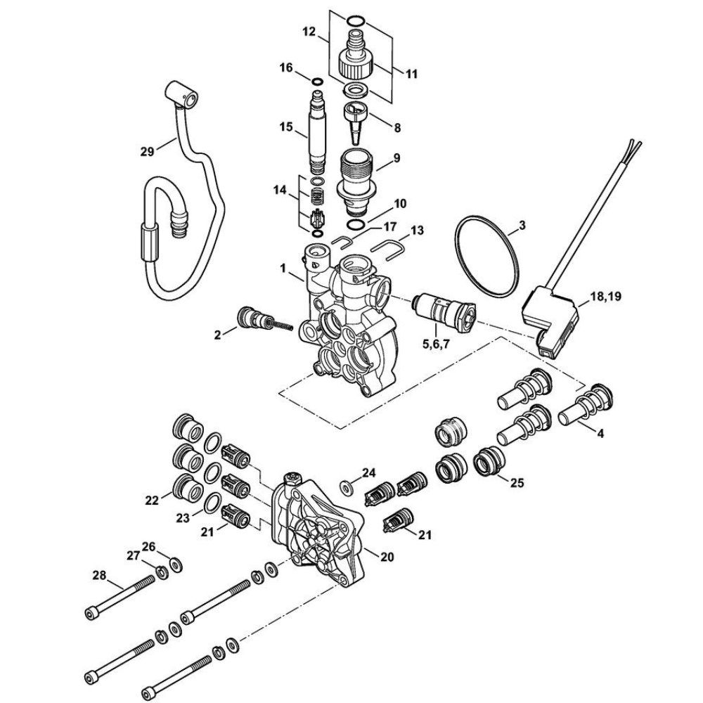 Sơ đồ Vỏ bơm cho Stihl RE 109 3 re 109 29080 2