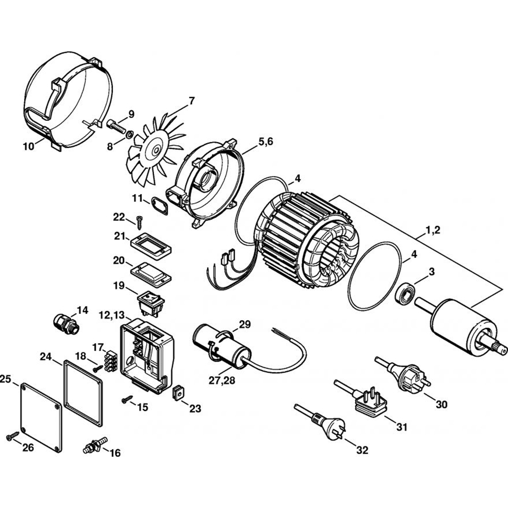 Sơ đồ Động cơ điện cho Stihl RE 107 2 re102km 1