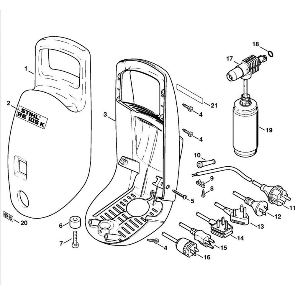 Sơ đồ Vỏ máy cho Stihl RE 105 K
