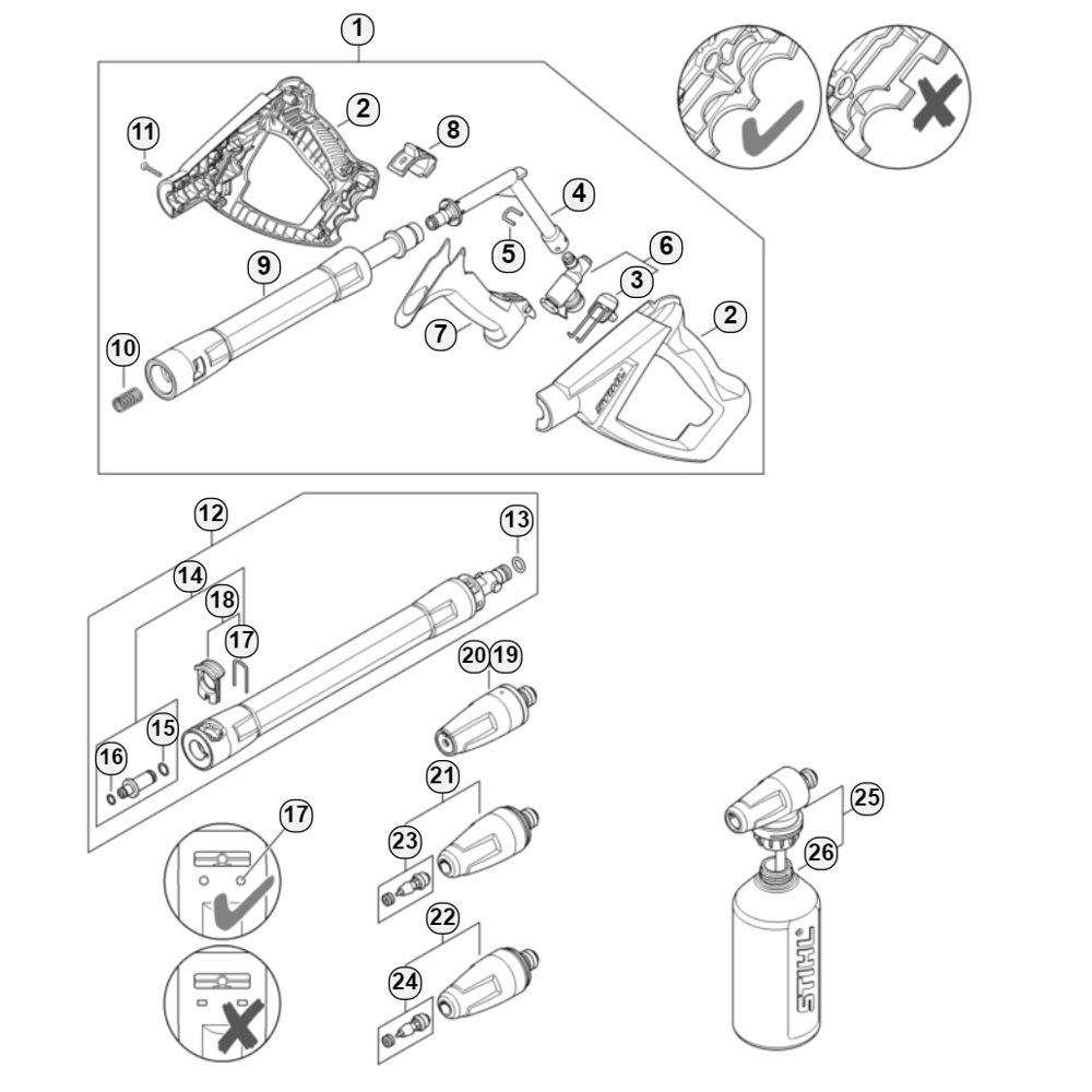 Sơ đồ Súng phun & Lance cho Stihl RE 130 3 re130plus 7