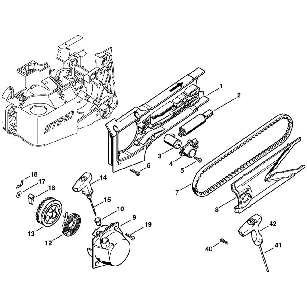 rewind starter assembly for stihl ts460 disc cutter