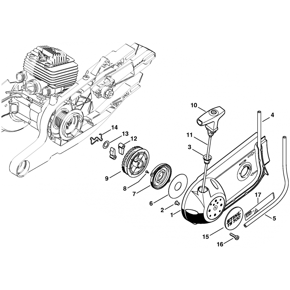 Sơ đồ Tua lại bộ khởi động cho Stihl TS700