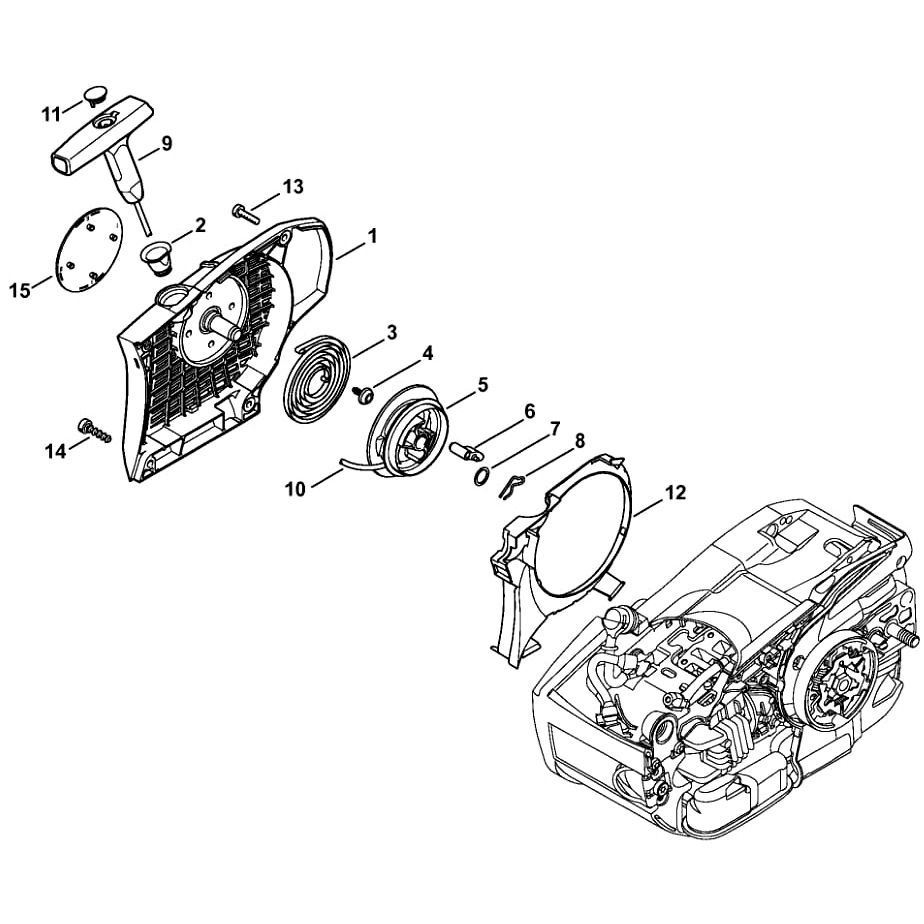 Sơ đồ Tua lại bộ khởi động cho Stihl MS201T