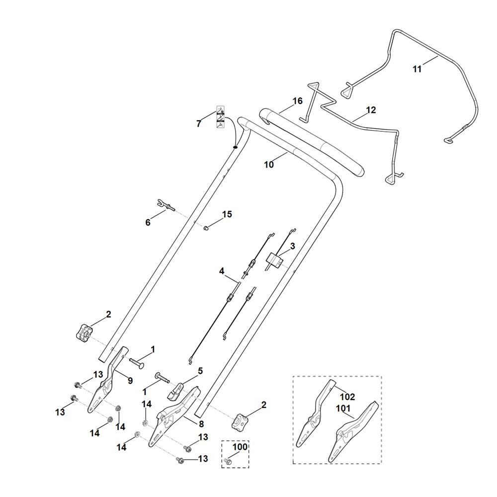Sơ đồ Tay cầm máy cắt cỏ Stihl RM 248.0 T