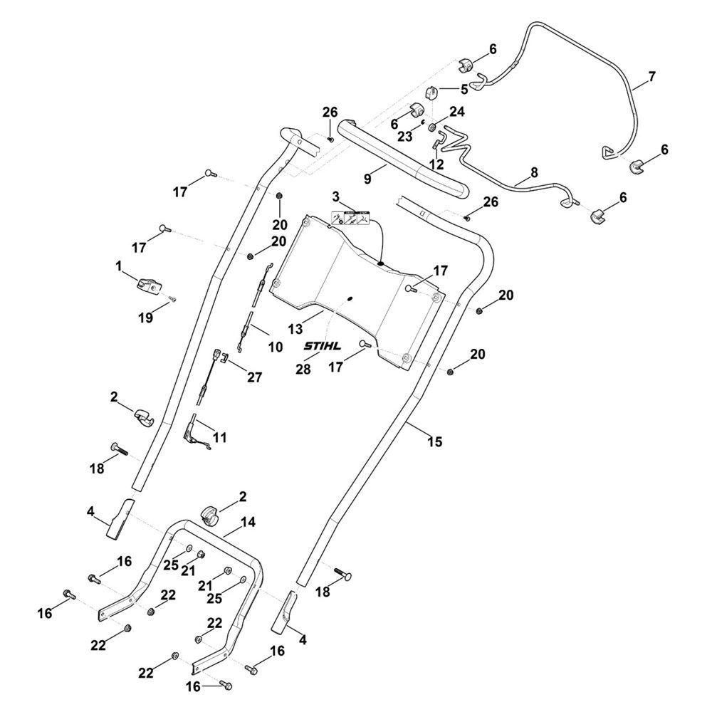 Sơ đồ Lắp ráp tay cầm cho máy cắt cỏ Stihl