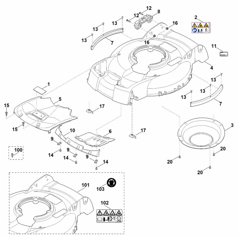 Sơ đồ Lắp ráp nhà ở cho máy cắt cỏ Stihl 2 rm4 rtp 3