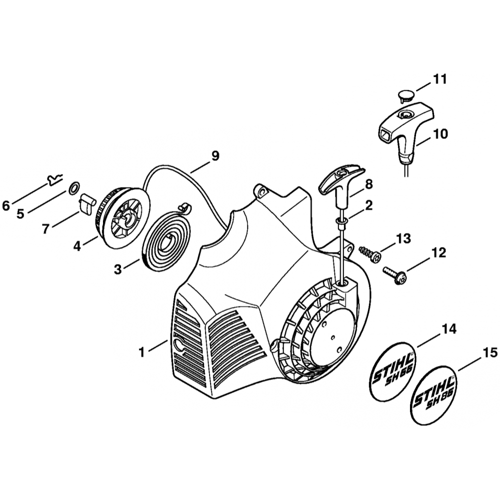 Sơ đồ Tua lại bộ khởi động cho Stihl SH55