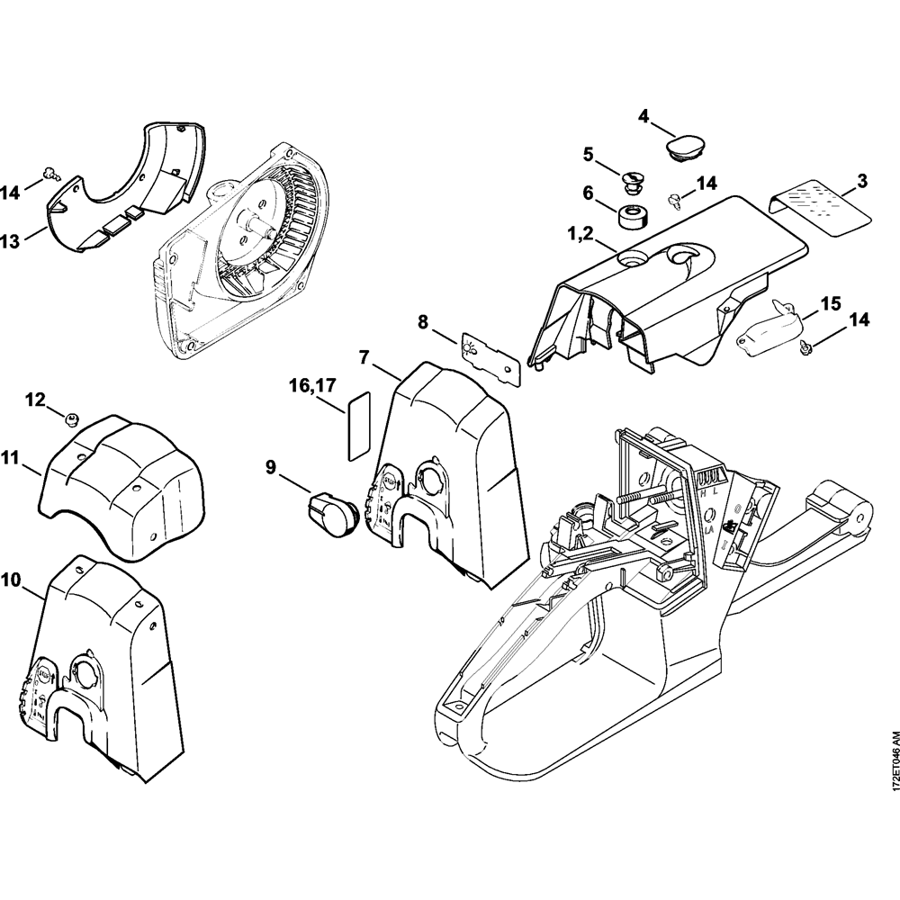shroud carburetor box cover assembly ms260
