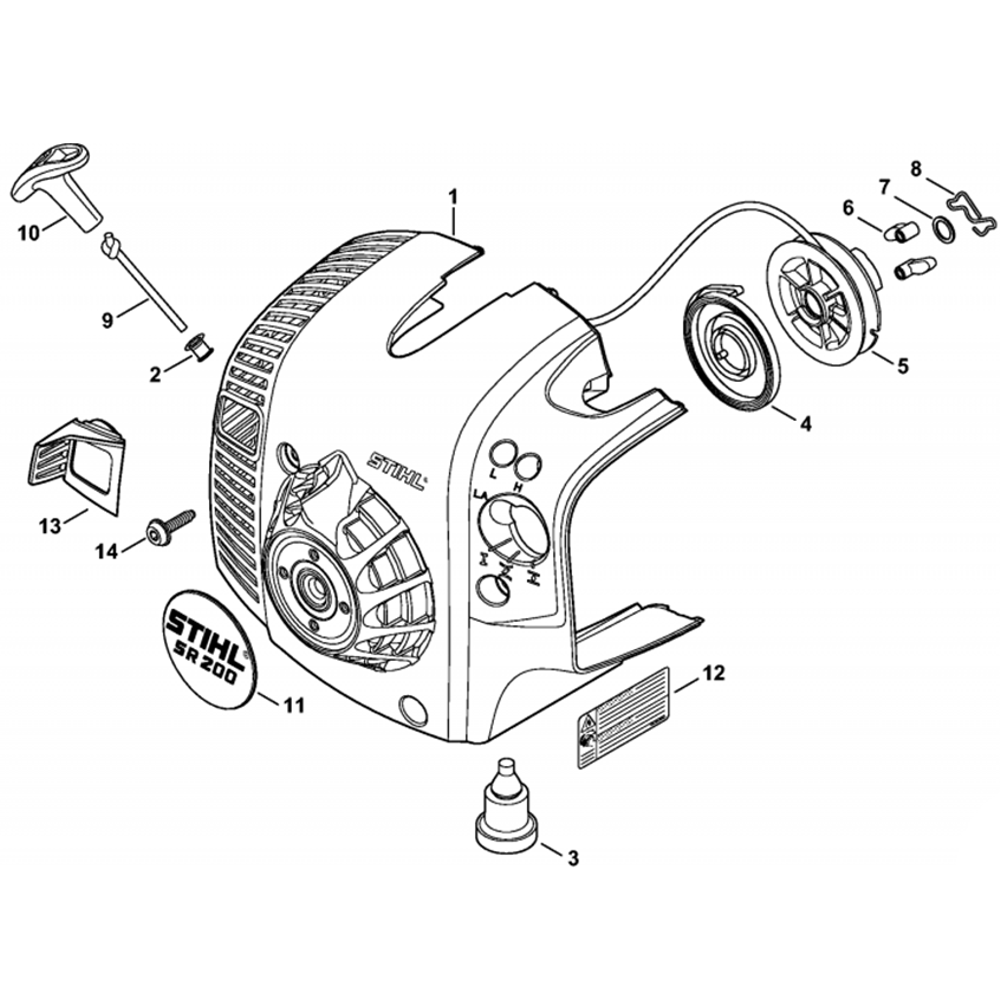 Sơ đồ Tua lại bộ khởi động cho Stihl SR200