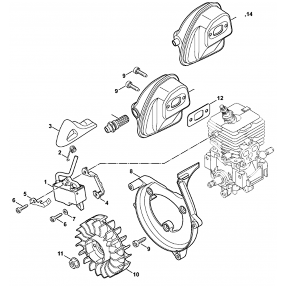 Sơ đồ Đánh lửa & giảm thanh cho Stihl SR200-D 3 sr200d 2
